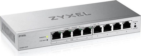 Zyxel GS1200-8HP Managed L2 PoE Switch with 8 Gigabit (1Gbps) Ethernet Ports