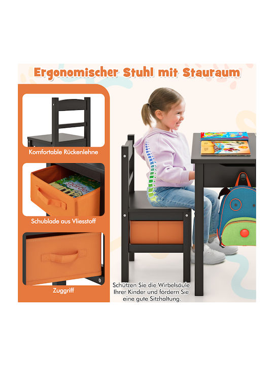 Kids Table and Chairs Set Brown Costway