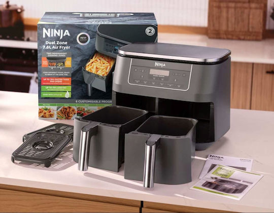 Ninja Air Fryer with Double Detachable Bucket 7.6lt Gray DZ300EU