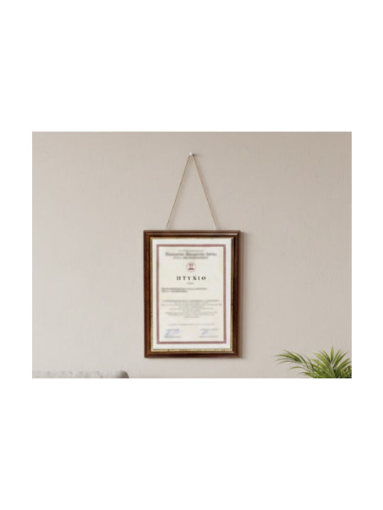 Wooden Photo Frame Diploma Brown Walnut Gold Line Matte Glass K314/39 Photo 25cmx35cm