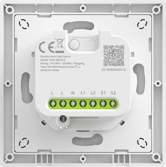 Sonoff Minizb2gse Χωνευτός Διακόπτης Τοίχου Αισθητήρας Κίνησης με Πλαίσιο Εκρού