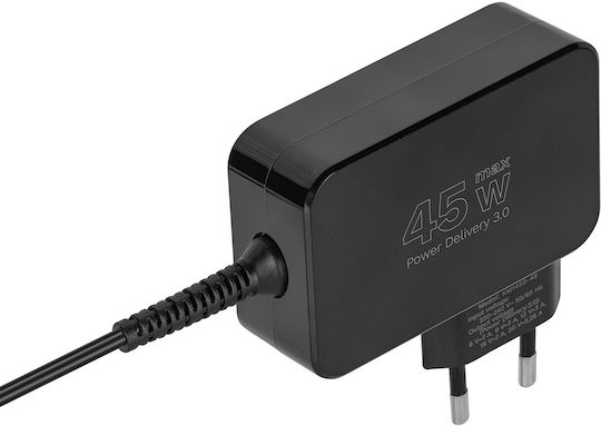 Kruger & Matz USB-C Universal Laptop Charger 45W 5V 3A for Universal Dell HP Lenovo Sony Samsung with Detachable Power Cord