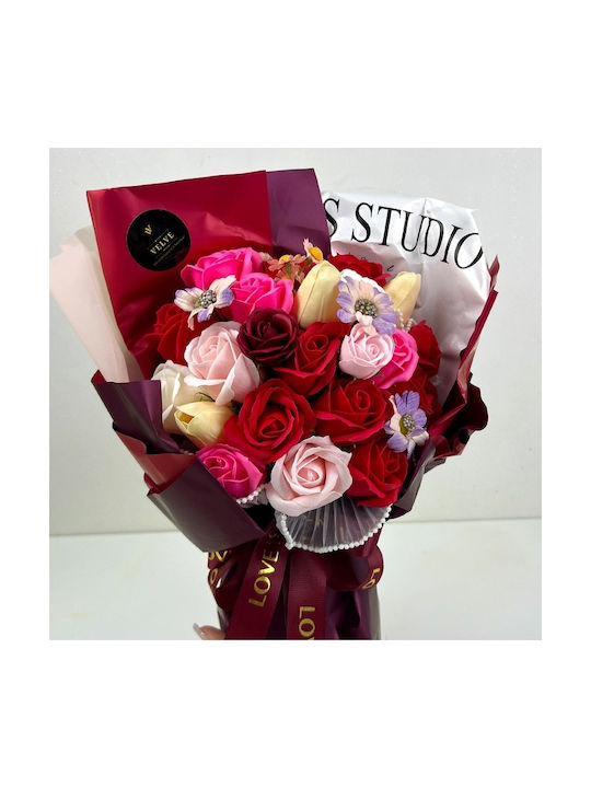 Eternal Floral Bouquet Artisan Flowers Soap Roses Tulips Red Eternal Floral Bouquet Artisan Flowers Soap Roses Tulips Red