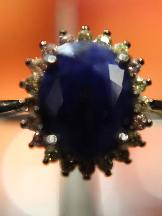 925 Silver Ring Size 19.5 Sapphires Songea Blue Natural Sapphire