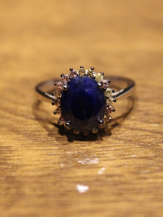 925 Silver Ring Size 19.5 Sapphires Songea Blue Natural Sapphire