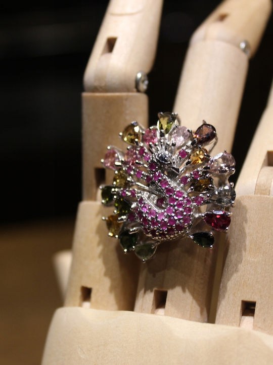 925 Ring Natural Tourmalines Rubies Size 15