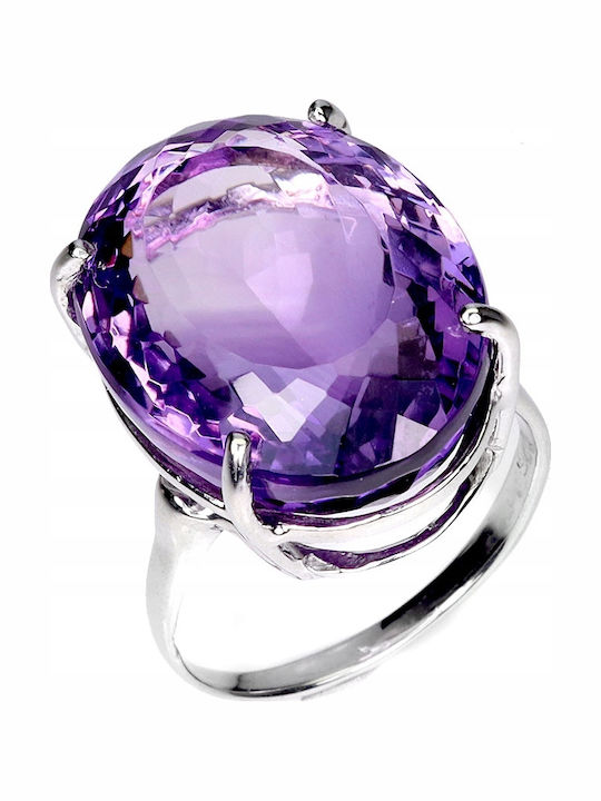 Зашеметяващ Натурален Сребърен Пръстен Огромен 32ct Аметист Размер 18 925