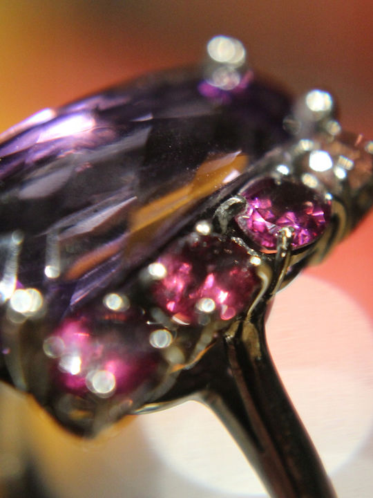 Silver Ring Natural Rhodolite Amethyst 925 Size 15