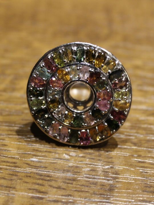 Silver Ring Natural Tourmalines R19 Silver Ring Natural Tourmalines R19