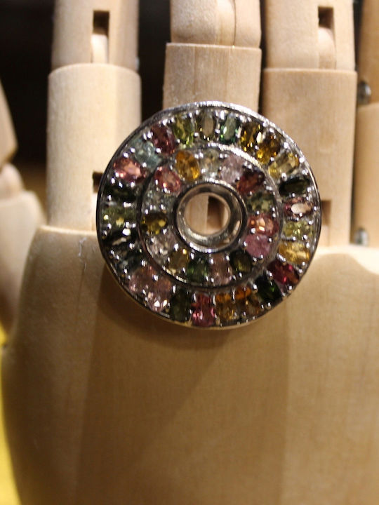 Silver Ring Natural Tourmalines R19
