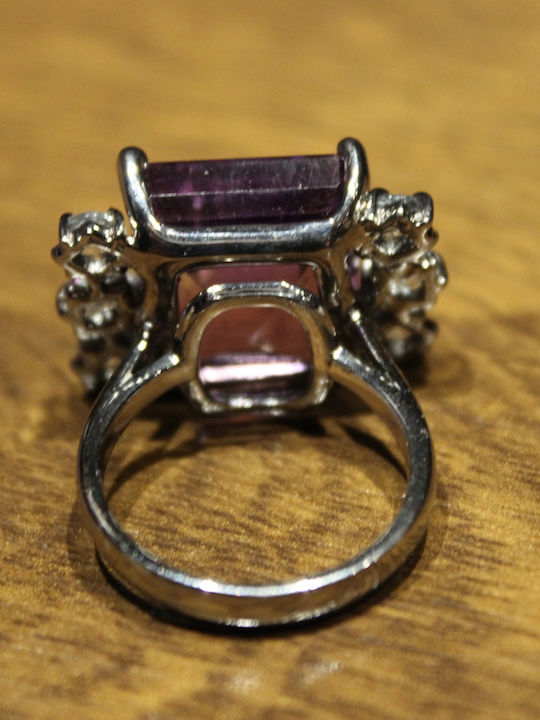 Künstlerischer Silberring Mit Natürlichem Amethyst Aquamarinen Größe 16,5