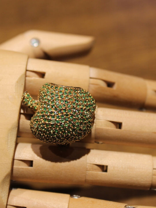 Silver Apple Ring Tsavorite R15