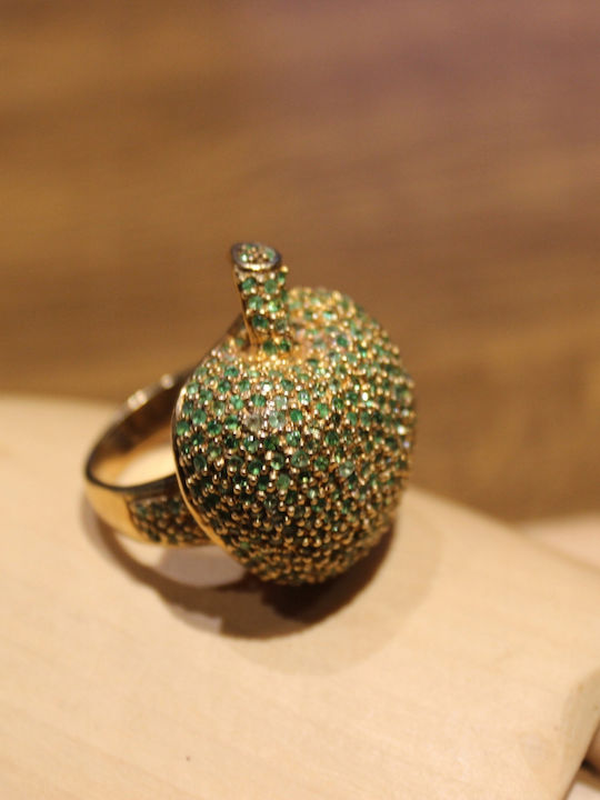 Silver Apple Ring Tsavorite R15