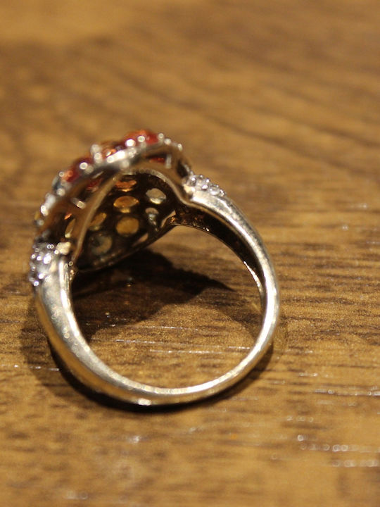 Silver Ring Natural Sapphires Topazes 925 Size 12