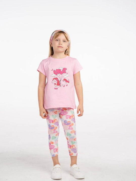 Kinder-Set mit Leggings Sommer 3Stück Pink