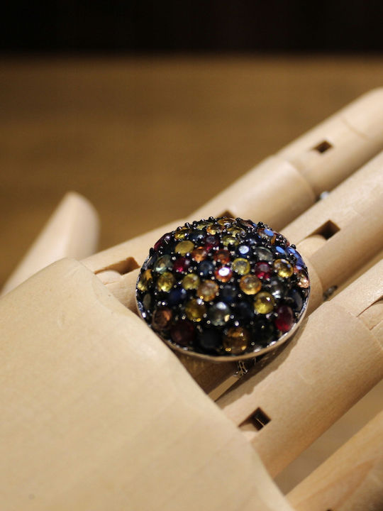 925 Silver Ring Rubies Sapphires Size 10