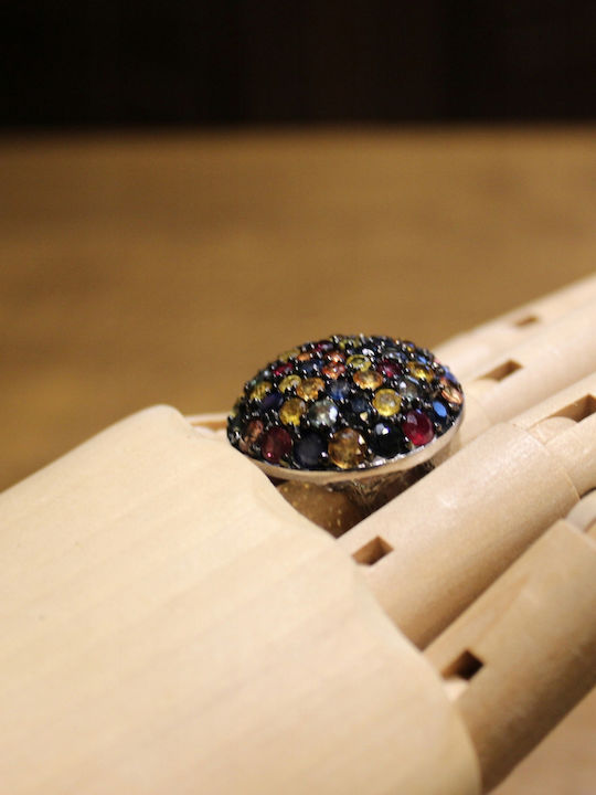 925 Silver Ring Rubies Sapphires Size 10