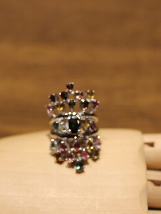 Natural Tourmaline Diopside Ring R15.5