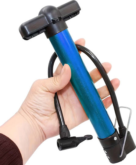 Avizar 21.5cm Compact Aluminum Hand Pump Bicycle Motorcycle Car Black Blue