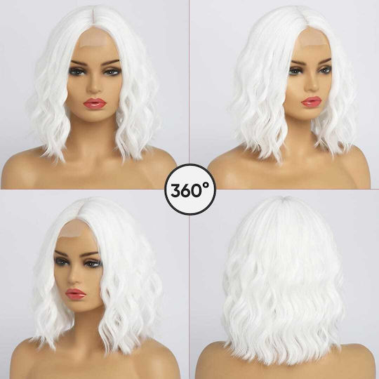 Animis Beauty Perucă cu Păr Sintetic în Alb Culoare 36cm