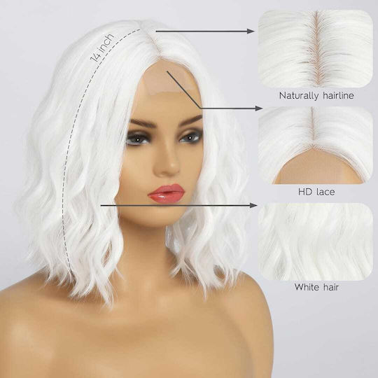 Animis Beauty Perucă cu Păr Sintetic în Alb Culoare 36cm