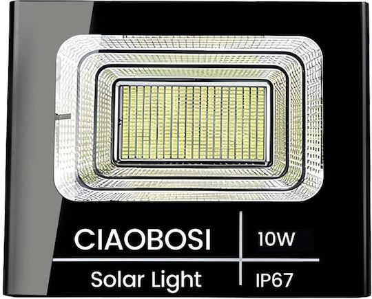 Avizar Proiector Led Solar 10w Ip67 Panou Solar Separat Telecomanda Negru Transparent