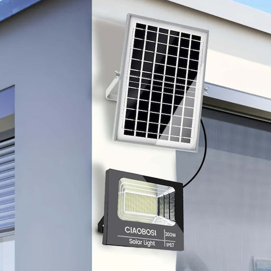 Avizar Proiector Led Solar 200w Ip67 Panou Solar Separat Telecomanda Negru Transparent