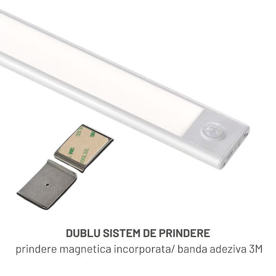 Dasbo Lampă Slim Led Cu Senzor De Mișcare Montare Magnetică Leduri Puternice Wireless Usb Reîncărcabilă Baterie Lumină Caldă Rece 3 Moduri De Iluminare 3000k-6000k Bucătărie Hol Dressing Garaj Lungime 40 Cm