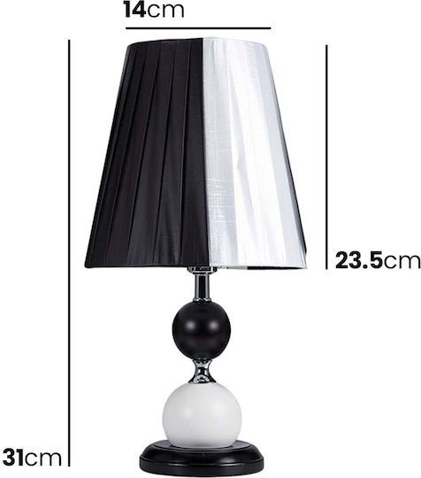 Avizar E27 Base Led Table Lamp Dimmer Fabric Lampshade Black White