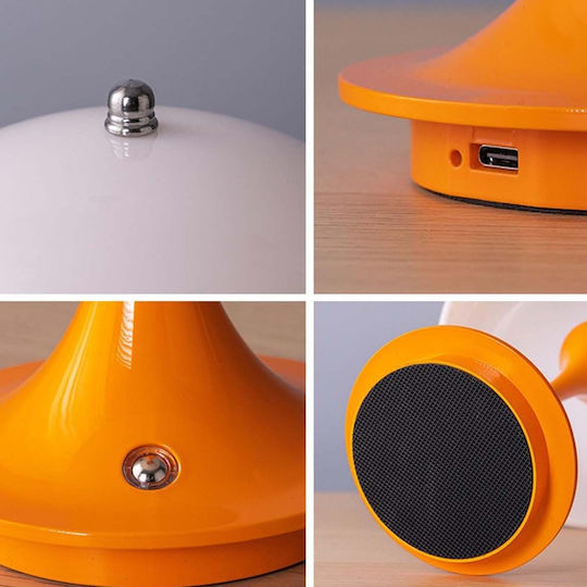 Avizar Rechargeable Usb-c Touch Led Mushroom Lamp Desk Orange