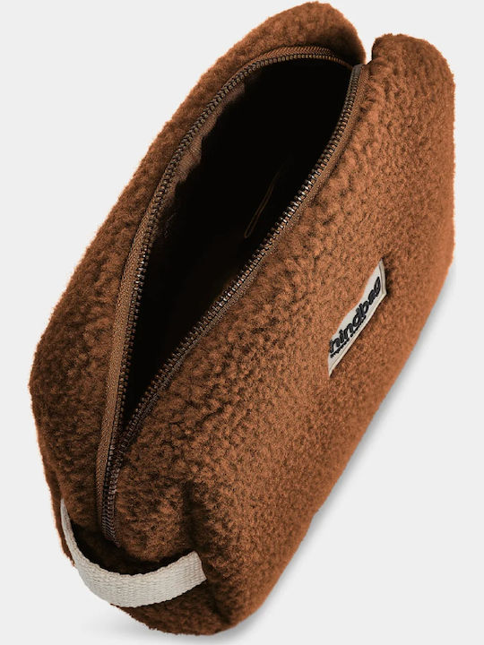 Hindbag Kulturbeutel Leon Teddy Braune Kulturbeutel Faux Fur Reißverschluss