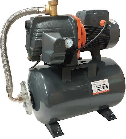 Leo Group AJm75A3 Einstufig Einphasig Wasserdruckpumpe mit Horizontal Behälter 25 Liter 1hp