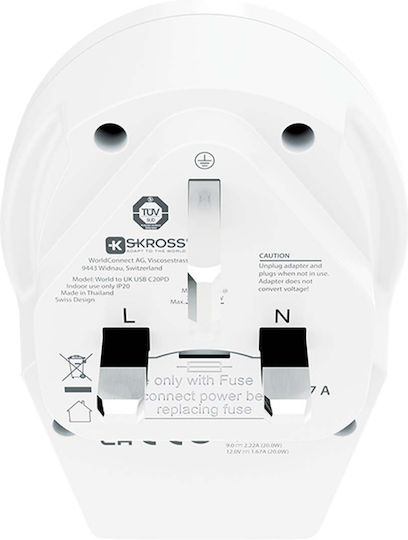 Skross World Adapter World To Uk Usb-c Tm Pd