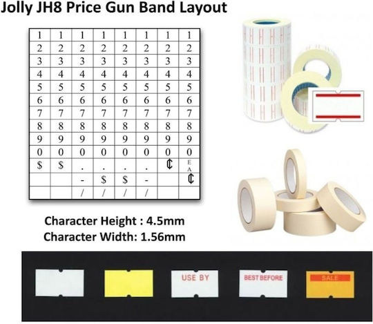 Jolly JH8 Μηχανικός Ετικετογράφος Χειρός Μονός σε Μαύρο Χρώμα
