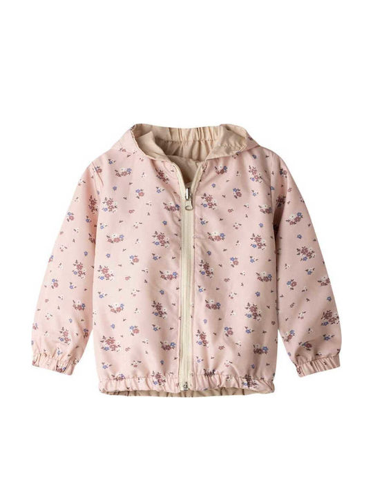 Kids' Casual Jacket Double Sided with Hood Beige-pink