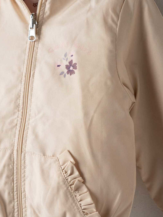 Kids' Casual Jacket Double Sided with Hood Beige-pink