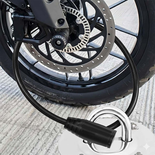 Avizar Antifurt Compact cu Cap Rotund Cablu cu Cheie pentru Biciclete Trotinete Negru