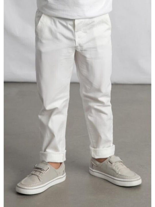 Kids Chino Fabric Trousers Ecru