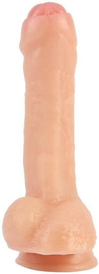 Dildo Real Dildo με Όρχεις και Βεντούζα Ροζ