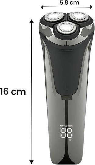 Avizar Smart Waterproof Rechargeable Electric Rotary Shaver 3 Heads Grey