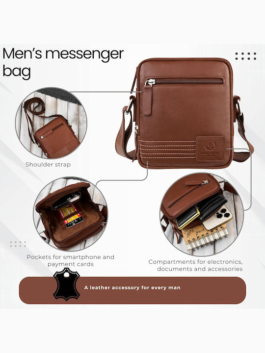 Leather Men's Shoulder / Crossbody Bag Tabac Brown