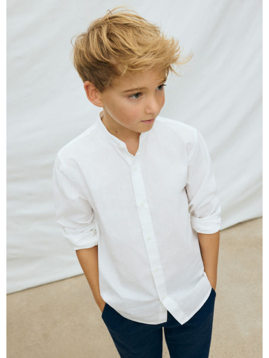 Kids Solid Color Long-Sleeved Shirt White
