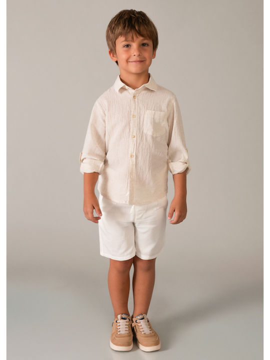 Kids Shirt Long Sleeve Linen Beige