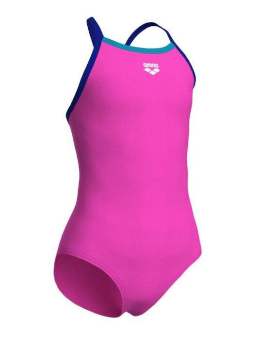Arena Kids Swimwear One-Piece Shocking Pink, Neon Blue, Eyeblush
