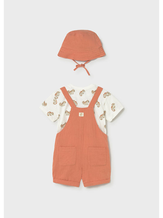 Kids Set With Dungarees Summer 3 Pieces Orange