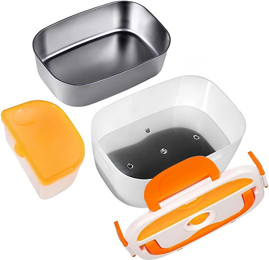 Avizar Portable 1.5l Electric Food Warmer Airtight Removable Stainless Steel Bowl Orange