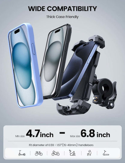 Lamicall Bp03 Mobile Phone Holder Handlebar Bicycle Reinforced Arm Black Transparent