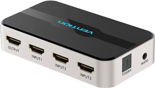 Vention Switch Hdmi 4k 3 In 1 Audio Aux F Port 60hz 3d Black