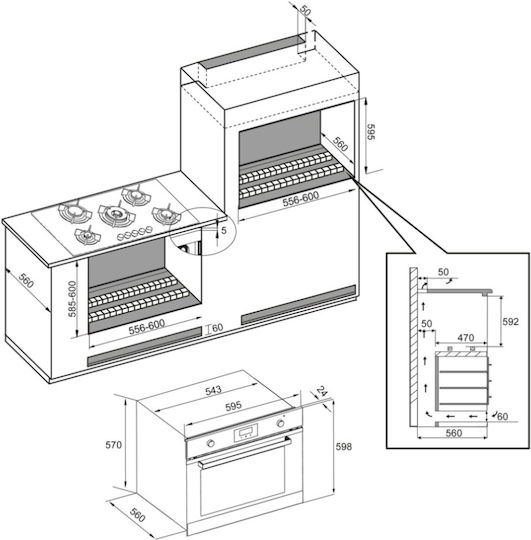 Mondin Gas Over Counter Oven 64lt W59.5cm.