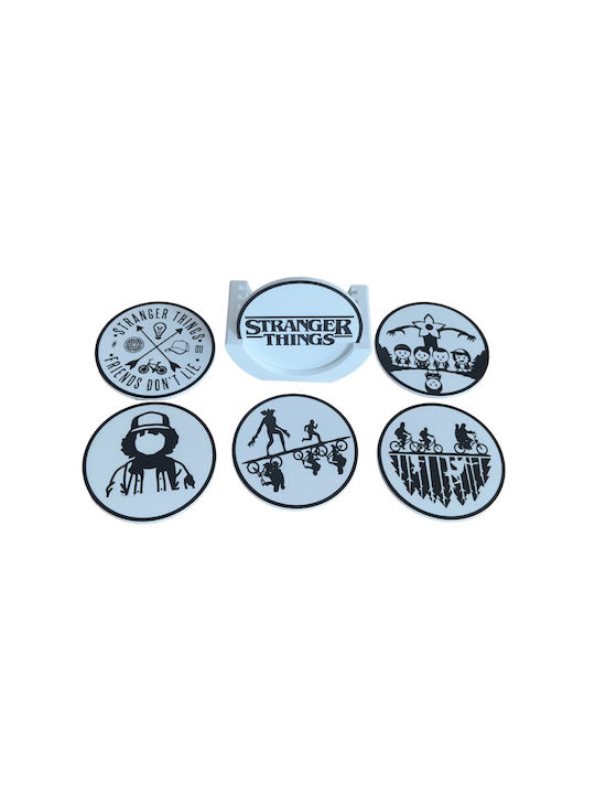 Stranger Things Coasters – Round Coaster Wooden with Stand Brown 6pcs